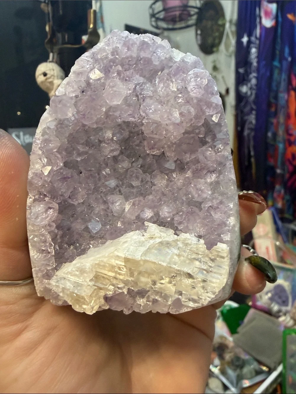 Lavender Amethyst Crystal Geode Wall Accent - Natural Purple Home Décor